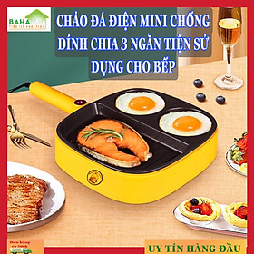 Mua CHẢO ĐÁ ĐIỆN MINI CHỐNG DÍNH CHIA 3 NGĂN TIỆN SỬ DỤNG CHO BẾP  BAHAMAR  Chảo chia 3 ngăn  2 ngăn tròn làm bánh  ngăn to dùng chiên  xào tiện lợi.