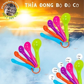 Mua Bộ 5 thìa đong nhựa nhiều màu đong các kịch thước tiện lợi