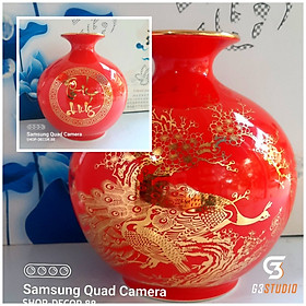 Mua Bình hút tài lộc phong thủy vẽ vàng 24k   gốm sứ Bát Tràng cao cấp  trang trí phòng khách 