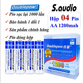 Bộ 4 viên pin tiểu sạc aa cao cấp 1200mah doublepow - hàng nhập khẩu