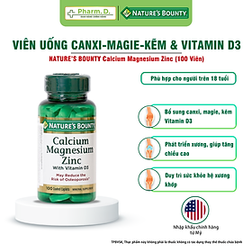 Viên Uống Bổ Sung Canxi, Magie, Kẽm Và Vitamin D3 Hỗ Trợ Xương, Răng Chắc Khỏe NATURE'S BOUNTY (100 Viên)