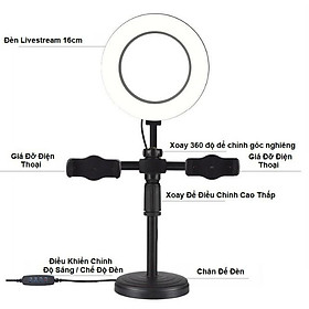 Mua Giá Đỡ 2 Điện Thoại Livestream Có Đèn Led  Kẹp Điện Thoại Để Bàn Quay Video Tiktok Có Đèn Led 3 Màu