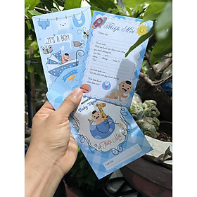 Thiệp Mời Thôi Nôi, Thiệp Mời Sinh Nhật, đầy tháng bé trai set 20 cái