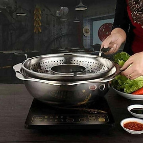 Nồi lẩu xoay inox 2 in 1 cao cấp