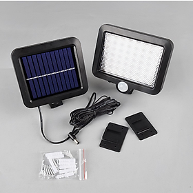 Đèn năng lượng mặt trời cảm biến chuyển động 56 LED siêu sáng pin tách rời chống nước ngoài trời kèm cáp nối 5m - Hàng chính hãng