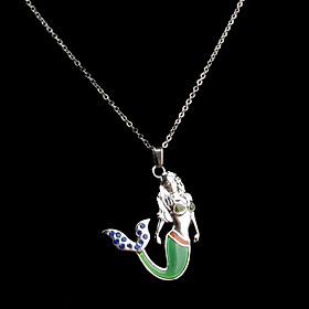 Crystal Mermaid Necklace Color Changing Mood Pendant Long Chain Jewelry Gift