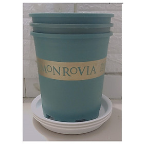 Combo 3 Chậu MONROVIA CH Garden 3Gal Màu Xanh + 3 Khay Lót Đế Chậu D270
