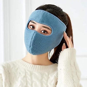 Khẩu trang ninja vải nỉ kính bảo vệ mắt dán gáy che kín tai chạy xe phượt nam nữ - khau trang ni - Xanh