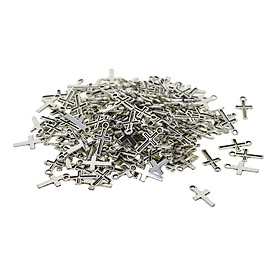 200 Piece Silver Mini Alloy Cross Shaped Charms Pendants DIY Jewelry Making Findings Accessories