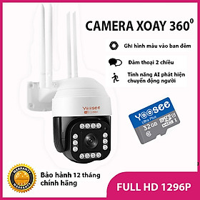 Camera IP Wifi Yoosee Hệ 3.0, Full HD 1296p Xoay 360 Độ, Đàm Thoại 2 Chiều, Quay Đêm Có Màu, Tặng Thẻ Nhớ 32G - Hàng Chính Hãng 