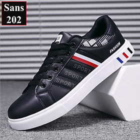 Giày thể thao sneaker nam Sans202 đen sọc trắng