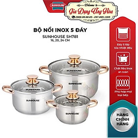 Mua Bộ Nồi 5 Đáy Cao Cấp Bếp Từ Sunhouse SH781