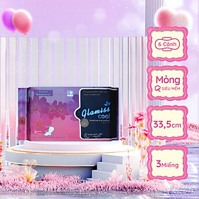 Băng vệ sinh ban đêm Glamiss Cool thảo dược 33.8cm siêu thấm hút, BVS chống tràn cho cả đêm dài