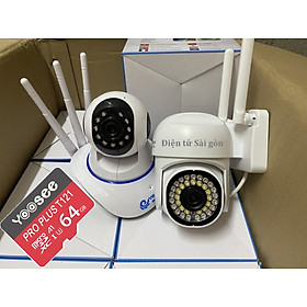 Mua  COMBO 2 CAMERA KÈM THẺ NHỚ  Camera Wifi Trong Nhà Yoosee 3 Râu 11 LED Và Camera Wifi Yoosee Ngoài Trời Mini 36 LED - Xoay 360 Độ Đàm Thoại 2 Chiều - Báo Động Hú Còi Gửi Cảnh Báo Về Điện Thoại - Hàng Nhập Khẩu
