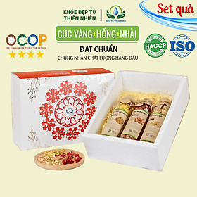 Hộp quà tặng trà hoa cao cấp - Set 5: Trà hoa nhài, Cúc vàng, Hoa hồng