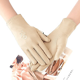 Găng Tay Lái Xe CN02 Thêu Hoa Xinh Xắn Có 4 Màu Phù Hợp Cả Đông Và Hè
