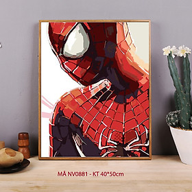 Tranh tô màu theo số sơn dầu số hóa Tranh siêu anh hùng Marvel Người nhện Spider man mã NV0881