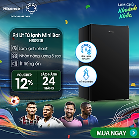 Tủ lạnh Mini Bar Hisense 94 Lít HR09DB làm lạnh nhanh, tiết kiệm điện, bảo hành 24 tháng - HÀNG CHÍNH HÃNG
