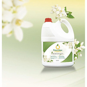 Nước giặt xả hữu cơ 2in1 Peace Mass có tác dụng làm trắng, sạch vết bẩn, an toàn cho mọi làn da kể cả trẻ sơ sinh 3.6l
