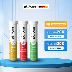 Combo 3 Thực phẩm bảo vệ sức khỏe KUDOS VITAMIN C 1000MG + Viên Sủi KUDOS BONE + Viên Sủi KUDOS DAILY (20 viên/tuýp)
