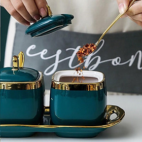 Mua Bộ 3 hũ gia vị vuông viền vàng cao cấp