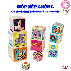Đồ Chơi Tháp Xếp Chồng Bụng Bự Hình Khối 10 hộp Cho Bé từ 1-5 tuổi - Alphabet Nesting and Stacking Blocks - Lalala Baby