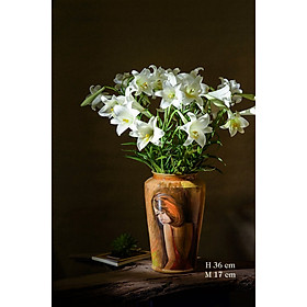 Lọ hoa gốm sứ Bát Tràng cao cấp vuốt tay độc bản vẽ tay mẫu 47