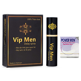 Chai xịt Vip Men 100% Thảo Dược Thiên Nhiên Kéo Dài Thời Gian Cho Nam tặng kèm bao cao su powermen mỏng