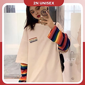 Áo thun tay dài form rộng unisex - Sweater cầu vòng