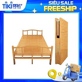 Mua Giường Tre Gấp Gọn Thông Minh  Nằm Thư Giãn 100% Bằng Tre Tự Nhiên(Tặng kèm gối 50k) .KT 195 x 80/100(Vàng Đậm Vàng Nhạt)