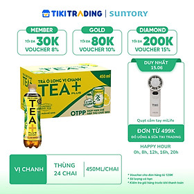 Thùng 24 Chai Trà Ô long Vị Chanh Tea+ (450ml/Chai)