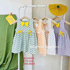 Váy cotton sát nách họa tiết chấm bi đa sắc màu cho bé gái