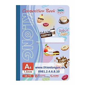 Sổ may dán gáy A4 - 360 trang; Klong 975 bìa tím