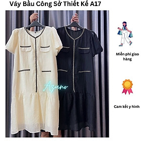 VÁY THIẾT KẾ - Váy Bầu Công Sở Cổ Tim A17 Chất Liệu Lụa Tơ Tằm Cao Cấp Siêu Xinh