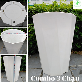 3 Chậu nhựa Kim Cương SO4, KT Miệng 30cm x Cao 40cm - Nhựa Đức Minh