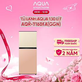 [SẢN PHẨM MỚI 2025] Tủ lạnh AQUA 130 lít ngăn đá trên AQR-T160FA(GGN) - Màu Be hồng - Freeship toàn quốc - Bảo hành 2 năm - Hàng chính hãng