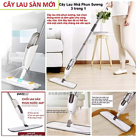 Bộ cây lau nhà ,chổi lau nhà thông minh Pulito phun sương tự động xoay 360 độ 2in1 siêu tiện