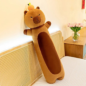 Thú nhồi bông capybara đứng đội quả cam đáng yêu - Size từ 70cm đến 1m1 - Quà tặng gấu bông chuột lang dáng dài êm mịn