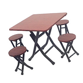 5pcs 1:12 Dollhouse Miniature Dining Table Chairs Wooden Furniture Set