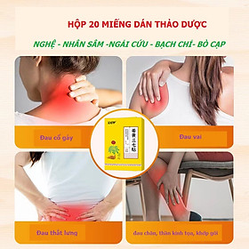 Mua Hộp 20 miếng cao dán thảo dược nhân sâm  nghệ  ngải cứu   bạch chỉ giúp giảm đau cổ vai gáy thắt lưng