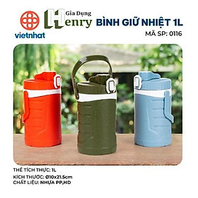 Bình giữ nhiệt nóng lạnh 1L Việt Nhật, Bình đựng nước, đựng trà bảo quản nhiệt độ tốt - Màu đỏ