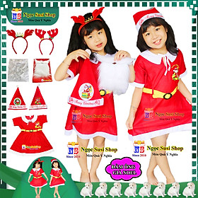 BỘ ĐỒ ĐẦM ÔNG GIÀ NOEL CHO BÉ GÁI TỪ 1 - 10 TUỔI CHẤT VẢI NỈ - TRANG PHỤC  NOEL GIÁNG SINH CHO BÉ GÁI RẤT ĐẸP CHỤP ẢNH