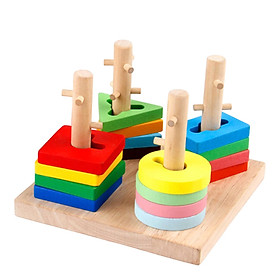 Montessori Wooden Sorter Stacking Toy Puzzles Toy for Preschool Kids Girls