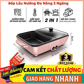 Mua Bếp lẩu nướng 2 ngăn đa năng mini lẩu nướng  điều chỉnh nhiệt độ  chống dính cao cấp siêu sale