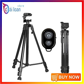 Chân đế Tripod cho điện thoại và máy ảnh 3366 cao cấp - Tặng kèm remote Bluetooth (Giao màu ngẫu nhiên)