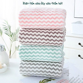 Mua Khăn Tắm Lông Cừu Kể Sọc Kích Thước 140 * 70 CM Xuất Hàn Quốc Siêu Thấm Hút