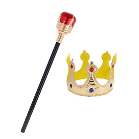 2-10pack Royal Crown & Scepter Kids King Queen Costume Accessories Party Fancy