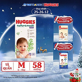 Tã/bỉm quần Huggies Naturemade M58/L44/XL38/XXL26