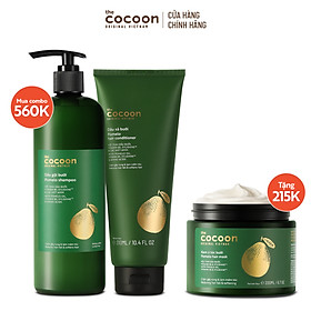 SPECIAL COMBO gội bưởi 500ml + xả bưởi 310ml Cocoon tặng 1 Kem ủ tóc bưởi Cocoon giảm gãy rụng và làm mềm tóc 200ml