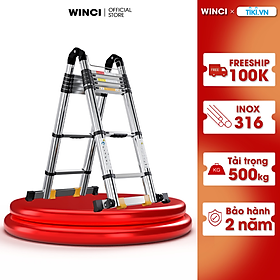 Mua Thang INOX Rút Chữ A  INOX 316 chính hãng WINCI  Win-TRS(X)  Có bánh xe  chịu tải tối đa 800kg  Hàng Chính Hãng